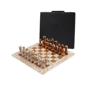 Exquisite Marble 38cm Chess Set - Coral & Red