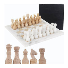 Load image into Gallery viewer, 30cm Chess Set White &amp; Travertine (with box)
