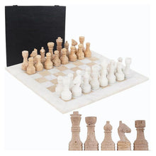 Load image into Gallery viewer, 38cm Chess Set (with box) White &amp; Travertine
