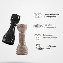 Load image into Gallery viewer, Marble 30cm Chess Set - Black &amp; Oceanic
