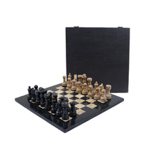 Load image into Gallery viewer, Marble 25cm Chess Set Black &amp; Coral (with box)
