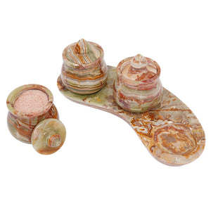 Marble Salt Cellar set of 3 with Tray