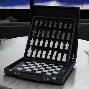 Marble 38cm Chess Set - Black & White