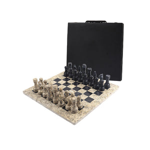 Exquisite Marble 38cm Chess Set - Coral & Black