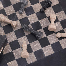 Load image into Gallery viewer, Marble 38cm Chess Set - Black and Oceanic
