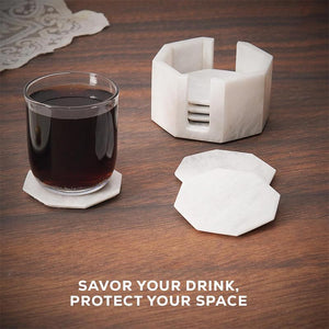 Marble Star Coasters Set Includes Elegant Holder