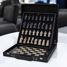 Load image into Gallery viewer, Marble Elite 38cm Black &amp; Coral Chess Set
