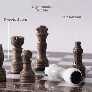 Marble 25cm Chess Set Oceanic & White