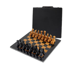 Marble 38cm Chess Set - Black & Golden