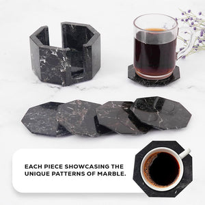 Marble Star Coasters Set Includes Elegant Holder