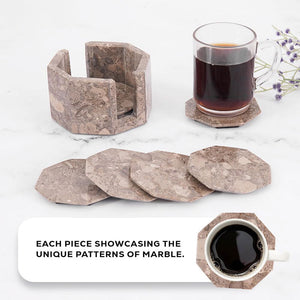 Marble Star Coasters Set Includes Elegant Holder