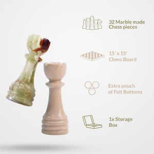 Marble 38cm Chess Set - Verona and Green