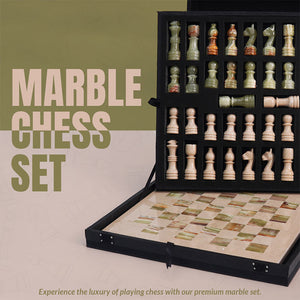 Marble 30cm Chess Set - Verona & Green