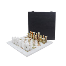 Load image into Gallery viewer, Marble 25cm Chess Set White &amp; Green (with box)
