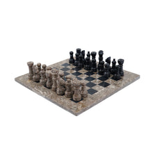 Load image into Gallery viewer, Marble 25cm Chess Set Oceanic &amp; Black (with box)
