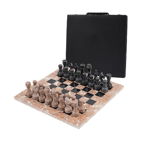 Exquisite Marble 38cm Chess Set - Marinara & Black