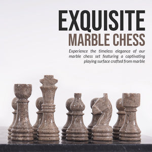 Marble 30cm Chess Set - Black & Oceanic