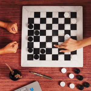 38cm Checkers Set - White & Black