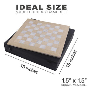 Marble 38cm Chess Set with Storage Box - Verona and White