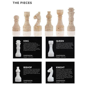 30cm Chess Set White & Travertine (with box)