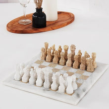 Load image into Gallery viewer, 30cm Chess Set White &amp; Travertine (with box)
