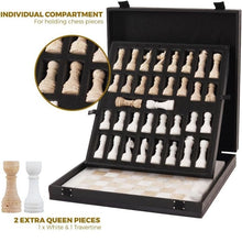 Load image into Gallery viewer, 30cm Chess Set White &amp; Travertine (with box)
