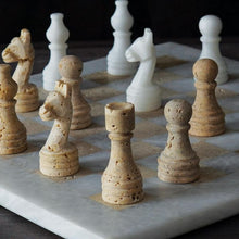 Load image into Gallery viewer, 30cm Chess Set White &amp; Travertine (with box)
