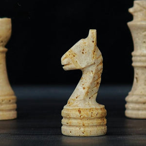 30cm Chess Set White & Travertine (with box)