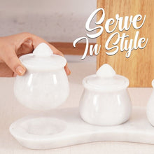 Load image into Gallery viewer, Marble Salt Cellar set of 3 with Tray
