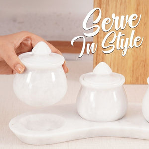 Marble Salt Cellar set of 3 with Tray