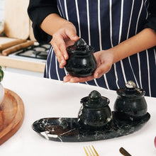 Load image into Gallery viewer, Marble Salt Cellar set of 3 with Tray
