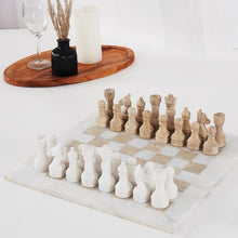 Load image into Gallery viewer, 38cm Chess Set (with box) White &amp; Travertine
