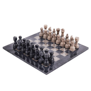 Marble 30cm Chess Set - Black & Oceanic