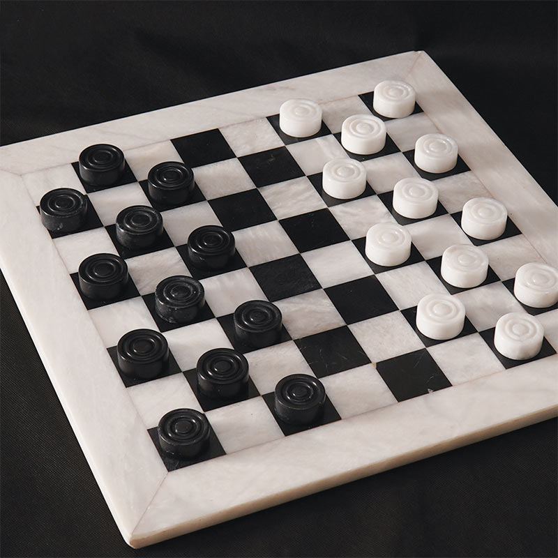 38cm Checkers Set - White & Black