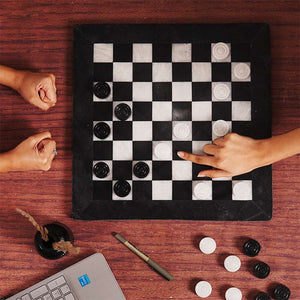 38cm Checkers Set - Black & White