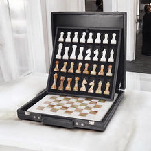 Load image into Gallery viewer, Marble 38cm Chess set with Storage Box - White &amp; Green
