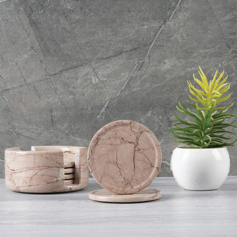 Coasters Set With Elegant Holder