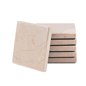 Marble White Square Coaster Plates Set