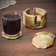 Load image into Gallery viewer, Marble Star Coasters Set Includes Elegant Holder
