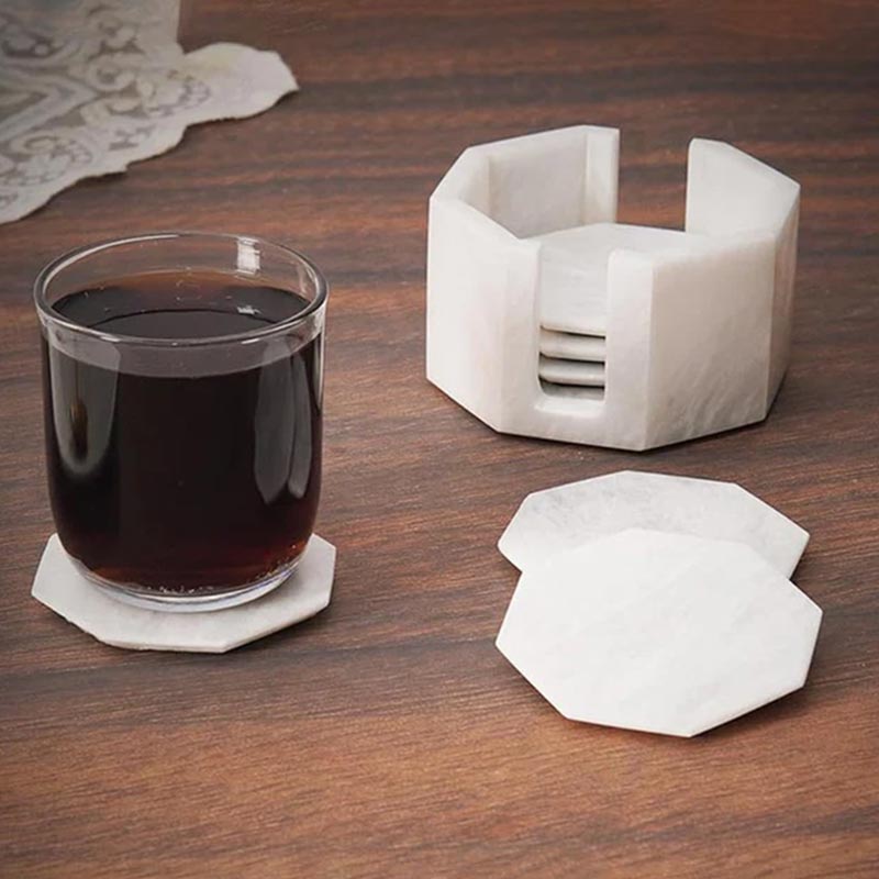 Marble Star Coasters Set Includes Elegant Holder