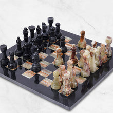 Load image into Gallery viewer, marble-38cm-chess-set-black-and-green
