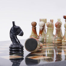 Load image into Gallery viewer, marble-38cm-chess-set-black-and-green
