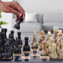 Load image into Gallery viewer, marble-38cm-chess-set-black-and-green
