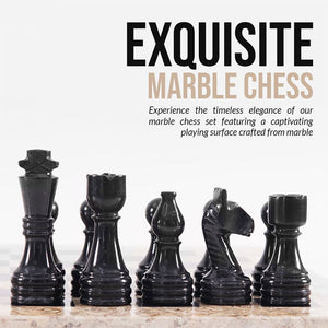 Marble 38cm Chess Set - Coral & Black