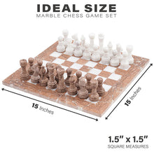 Load image into Gallery viewer, marble-38cm-chess-set-marinara-and-white
