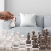 Marble 38cm Chess Set - Oceanic & White