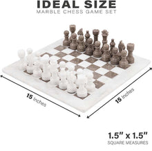 Load image into Gallery viewer, marble-38cm-chess-set-white-and-oceanic
