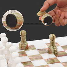 Load image into Gallery viewer, marble-38cm-chess-set-with-storage-box-white-green-4
