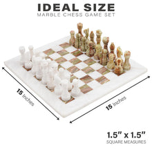 Load image into Gallery viewer, marble-38cm-chess-set-with-storage-box-white-green-5
