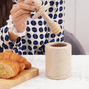 Premium Marble Honey Jar with Dipper Lid